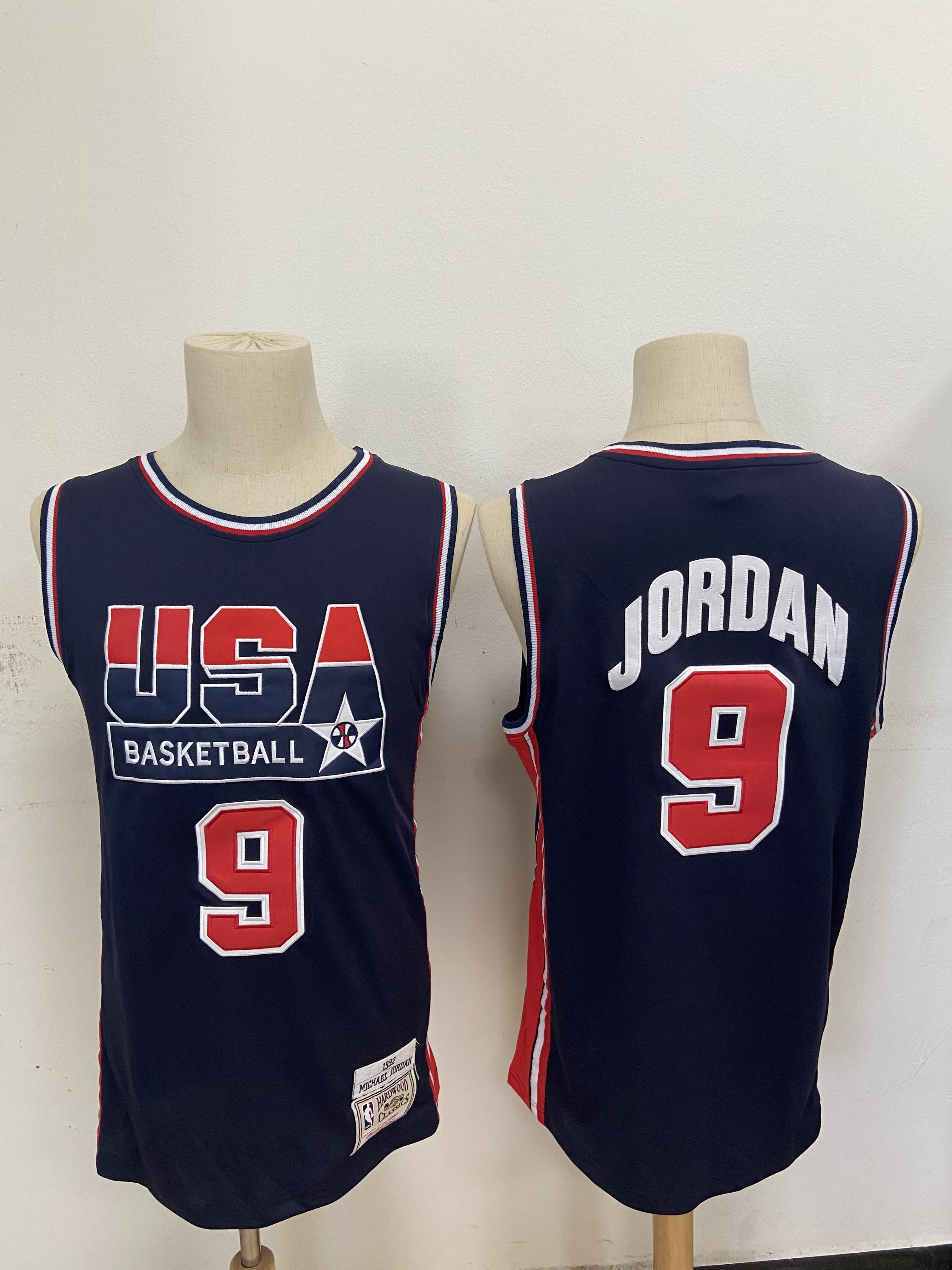Men USA Basketball #9 Jordan Blue Stitched Throwback NBA Jersey